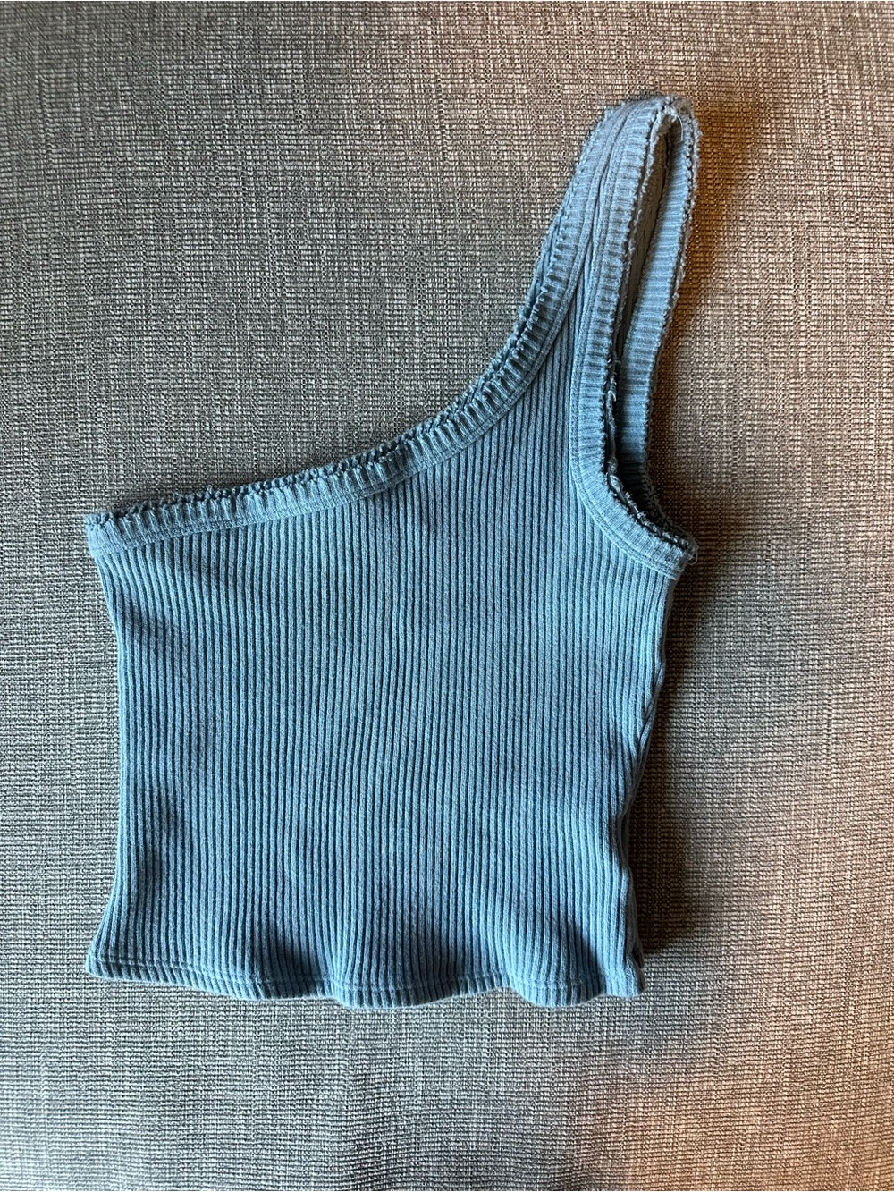 Urban Outfitters One-Shoulder Ribbed Tank Top - Light Blue